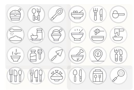 Spoon 256x256 Icon Pack with 24 Thin Line Pixel Optimized Elements vector