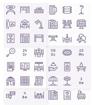 42 Regular Line Pixel Optimized Vectors for Table Theme