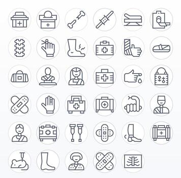 35 Regular Line Pixel Optimized Designs for Injury High Resolution Icons vector