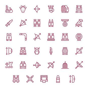 35 Regular Line PIXEL Perfect Icons for Hunting Graphics vector