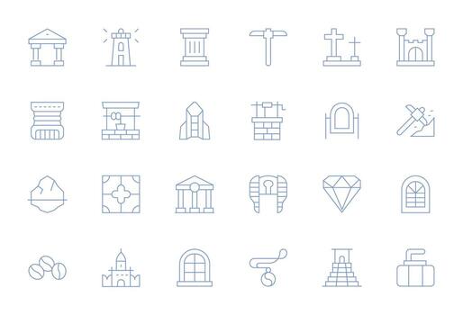 Roca exhaustivo haz con 24 detalle mejorado Delgado línea alto resolución íconos vector