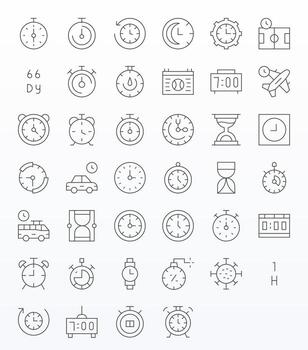 Countdown Design Icons featuring 40 Editable Thin Line Style vector