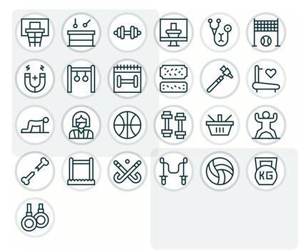Physical featuring 25 High Resolution Icons in Regular Line Design vector