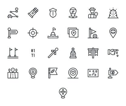 25 Retina Ready Regular Line Icons optimized for Marker Grid Fitted display vector