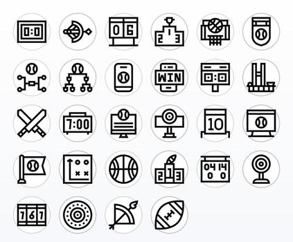 28 Bold Line Icons from Scoreboard in 128x128 Pixel Aligned Quality vector