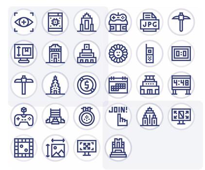 28 Bold Line Pixel Aligned Icons for Pixel Graphics vector