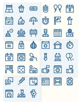 Event Visual Pack containing 45 Bold Line Display Perfect Icons vector