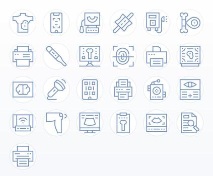 Scan Comprehensive Bundle with 25 Pixel Optimized Regular Line 64x64 Icons vector
