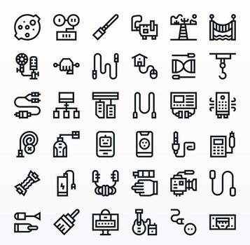 36 negrita línea píxel alineado íconos a la medida para cable alto resolución interfaz vector