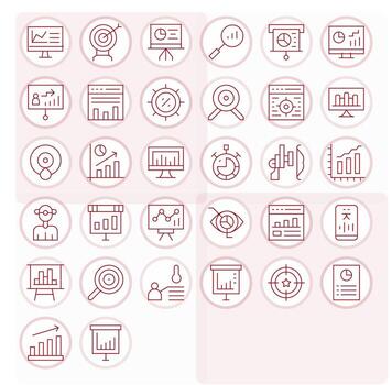 Kpi Icon Collection with 32 256x256 Thin Line Designs vector