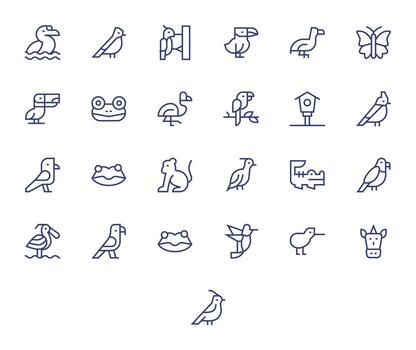 Fauna Icon Repository containing 25 Regular Line 256x256 Pixel Aligned graphics vector
