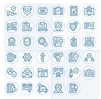 Approved High Resolution Icon Pack with 35 Regular Line Editable Elements vector