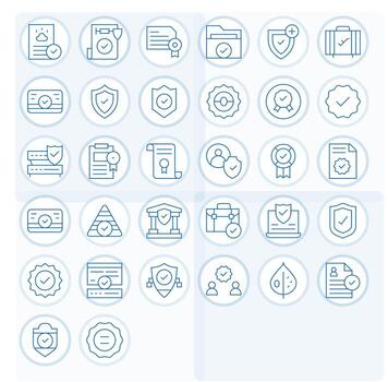 Thin Line Grid Fitted Icons from Compliant Set with 32 128x128 Icons vector