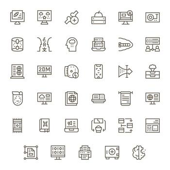 35 Regular Line Icons for Information Technology in crisp 256x256 PIXEL Perfect resolution vector