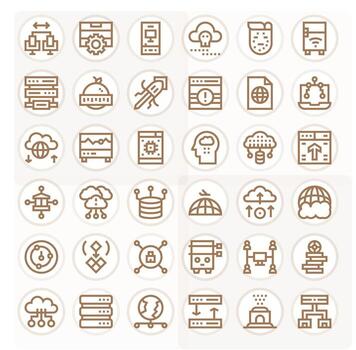 servidor profesional conjunto con 36 negrita línea píxel optimizado 256x256 íconos vector