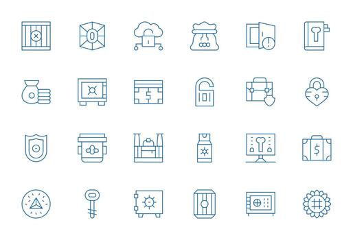 24 Thin Line Display Perfect Icons for Vault Graphics vector