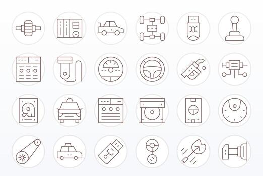 24 256x256 Thin Line Icons optimized for Drive Pixel Optimized display vector