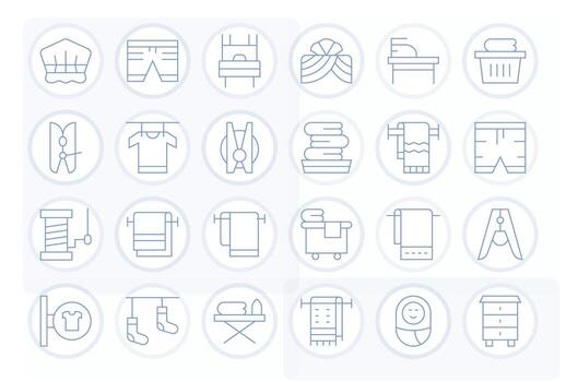 24 Thin Line Pixel Optimized Icons for Linen Graphics vector