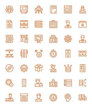 Management Icon Toolkit featuring 42 Editable High Resolution Regular Line elements vector