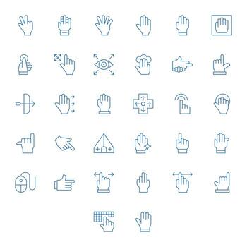 Cursor Visual Pack containing 32 Thin Line Display Perfect Icons vector
