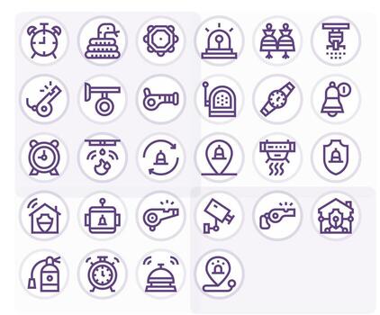 Alarm Icon Arsenal with 28 High Resolution Bold Line Grid Fitted designs vector