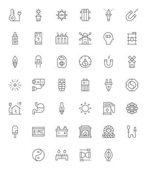 40 128x128 Thin Line Icons optimized for Energy Detail Enhanced display vector