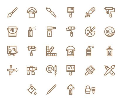 28 128x128 Bold Line Icons optimized for Paint Editable display vector
