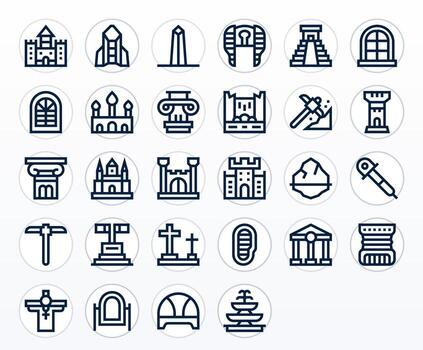 28 64x64 Bold Line Icons optimized for Stone PIXEL Perfect display vector