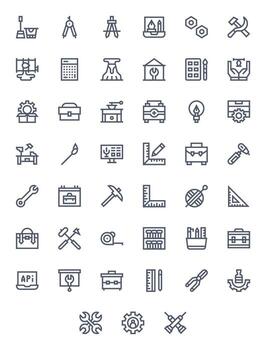 45 Display Perfect Bold Line Icons from Tools Collection vector