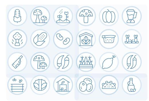 Vegetable Design Icons featuring 24 Display Perfect Thin Line Style vector