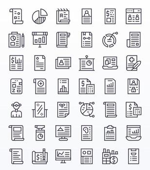 Summary Comprehensive Bundle with 42 Editable Regular Line Retina Ready Icons vector