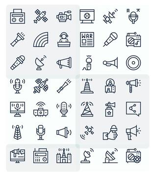 42 Regular Line Grid Fitted Designs for Broadcast High Resolution Icons vector