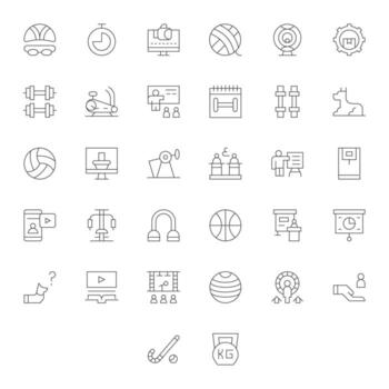 32 Thin Line Pixel Optimized Icons for Training Graphics vector