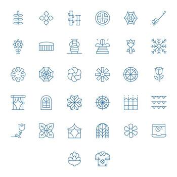 ornamental icono biblioteca con 32 Delgado línea alto resolución editable diseños vector