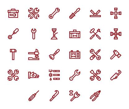28 High Resolution Bold Line Display Perfect Icons for Wrench Projects vector