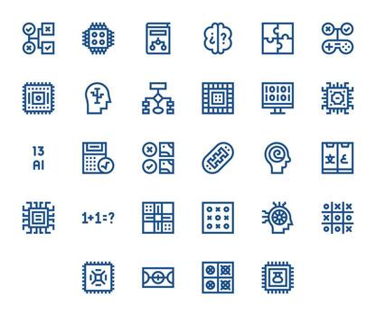 28 Icons for Logic featuring 64x64 Grid Fitted Bold Line Graphics vector