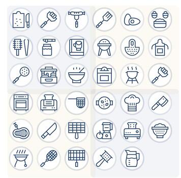 Food Preparation Comprehensive Bundle with 35 Display Perfect Regular Line 256x256 Icons vector