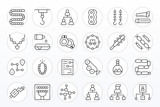 Chain Comprehensive Bundle with 24 PIXEL Perfect Thin Line 256x256 Icons vector