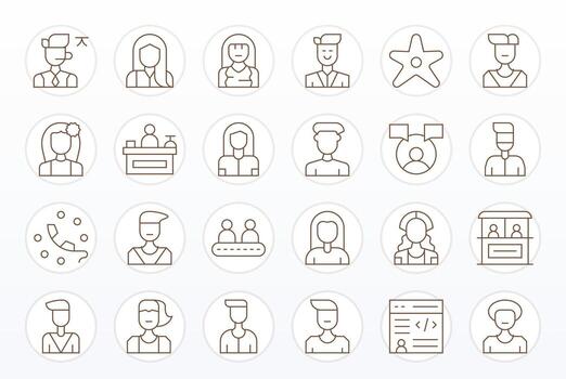 Customer Icon Library with 24 Thin Line 256x256 Pixel Aligned Designs vector