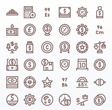 36 íconos para valor optimizado en cuadrícula equipado retina Listo negrita línea resolución vector