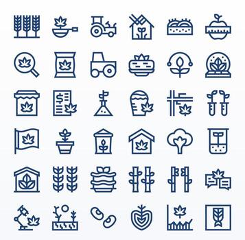 36 High Resolution Bold Line Icons for Cultivation with Display Perfect precision vector