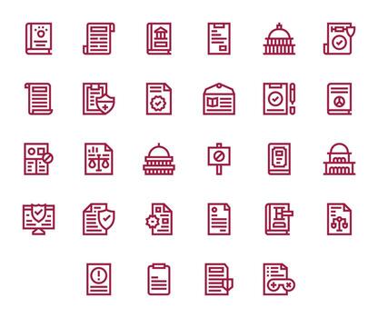 28 Grid Fitted Icons themed around Policy in 128x128 Bold Line format vector