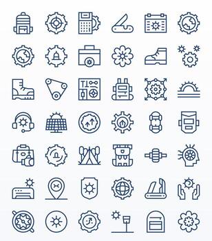 42 High Resolution Regular Line Icons optimized for Gear Pixel Optimized display vector