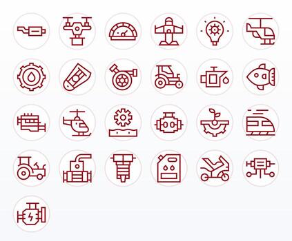 25 regular línea cuadrícula equipado íconos a la medida para motor 128x128 interfaz vector