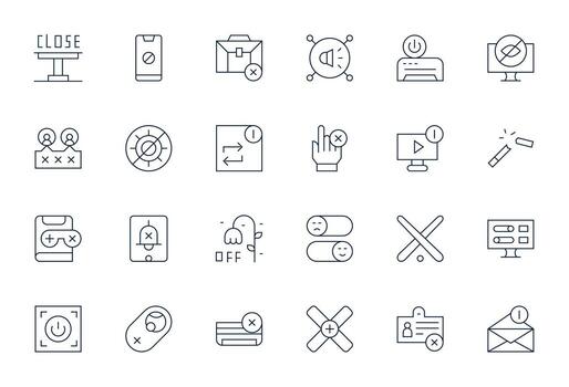 inhabilitar icono arsenal con 24 alto resolución Delgado línea píxel Perfecto diseños vector