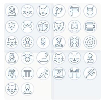 32 íconos inspirado por lineal en editable 256x256 Delgado línea calidad vector