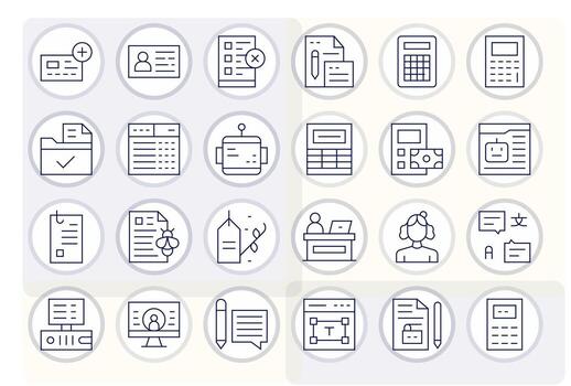 24 Thin Line Icons designed for Data Entry in Retina Ready Pixel Optimized format vector