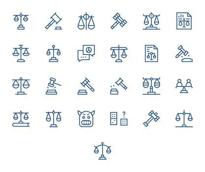 Dispute Icon Library with 25 Regular Line High Resolution Grid Fitted Designs vector