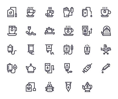 28 Bold Line Pixel Aligned Icons tailored for Infusion 128x128 interface vector