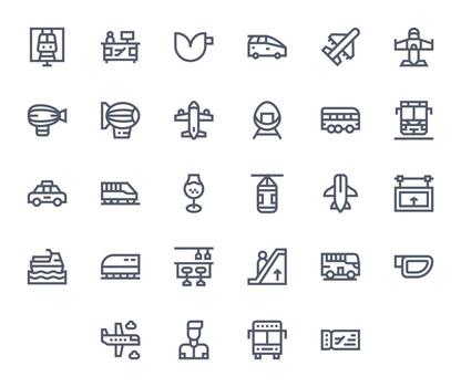 28 Bold Line Icons for Passenger in crisp 256x256 Editable resolution vector